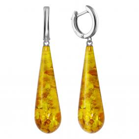 Серебряные серьги Дарвин 129047245bc-ск с янтарём 129047245bc-ск фото