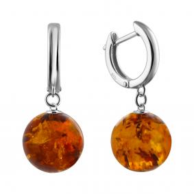 Серебряные серьги Дарвин 129047583br-ск с янтарём 129047583br-ск фото