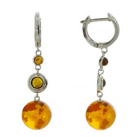Серебряные серьги Дарвин 129047761aq-ск с янтарём 129047761aq-ск фото