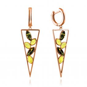 Серьги из золочёного серебра Дарвин 129062128ab-микс с янтарём 129062128ab-микс фото