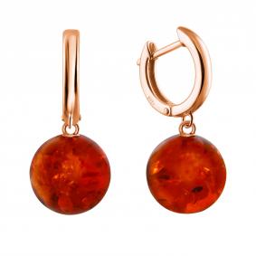 Серьги из золочёного серебра Дарвин 129182583br-кр с янтарём 129182583br-кр фото