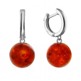 Серебряные серьги Дарвин 129187583rr-кр с янтарём 129187583rr-кр фото