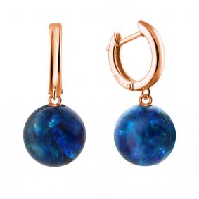 Серьги из золочёного серебра Дарвин 129252583tt-бир с янтарём 129252583tt-бир фото