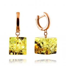 Серьги из золочёного серебра Дарвин 129392001ab-з с янтарём 129392001ab-з фото