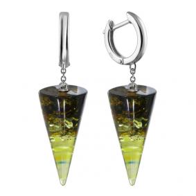 Серебряные серьги Дарвин 129397551ac-з с янтарём 129397551ac-з фото