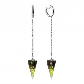 Серебряные серьги Дарвин 129397552ac-з с янтарём 129397552ac-з фото