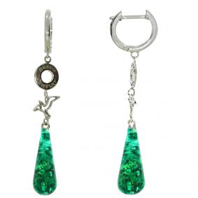 Серебряные серьги Дарвин 129437152ac-з с янтарём 129437152ac-з фото