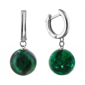 Серебряные серьги Дарвин 129437583ss-з с янтарём 129437583ss-з фото