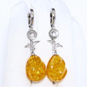 Серебряные серьги Дарвин 129561547bc-л с янтарём 129561547bc-л фото