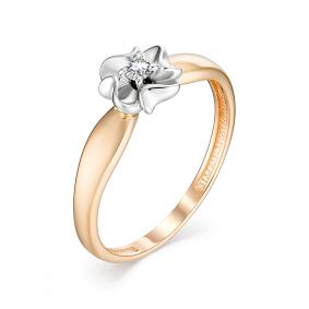 Золотое кольцо АЛЬКОР 12969-100 с бриллиантом 12969-100 фото