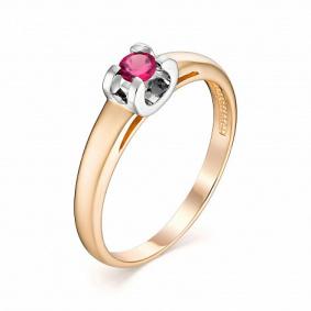 Золотое кольцо АЛЬКОР 12974-103 с рубином 12974-103 фото