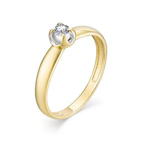 Кольцо из лимонного золота АЛЬКОР 12988-300 с бриллиантом 12988-300 фото