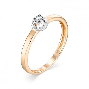 Золотое кольцо АЛЬКОР 12992-100 с бриллиантом 12992-100 фото