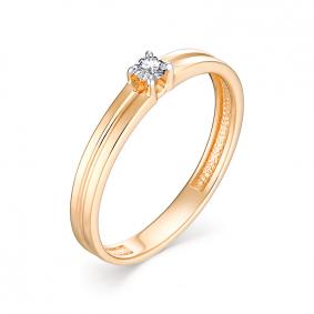 Золотое кольцо АЛЬКОР 12999-100 с бриллиантом 12999-100 фото