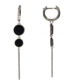 Серебряные серьги Дарвин 129LB7140ac с ониксом 129LB7140ac фото