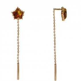 Серьги из золочёного серебра Дарвин 12E042148ac-ск с янтарём 12E042148ac-ск фото