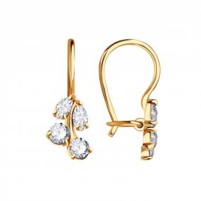 Золотые серьги TALANT 13-00-000S-26026 с фианитом и кристаллом Swarovski 13-00-000S-26026 фото