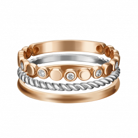 Кольцо из комбинированного золота Platina 13-0002-00-401-1111-48 с фианитом 13-0002-00-401-1111-48 фото