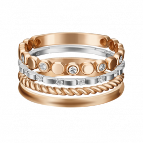 Кольцо из комбинированного золота Platina 13-0005-00-401-1111-48 с фианитом 13-0005-00-401-1111-48 фото