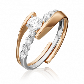 Кольцо из комбинированного золота Platina 13-0013-00-501-1111-38 с фианитом 13-0013-00-501-1111-38 фото