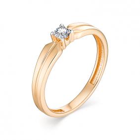 Золотое кольцо АЛЬКОР 13000-100 с бриллиантом 13000-100 фото