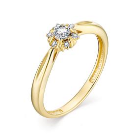 Кольцо из лимонного золота АЛЬКОР 13009-300 с бриллиантом 13009-300 фото