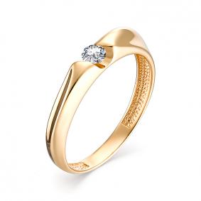 Золотое кольцо АЛЬКОР 13015-100 с бриллиантом 13015-100 фото