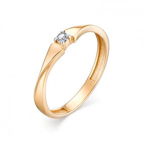 Золотое кольцо АЛЬКОР 13021-100 с бриллиантом 13021-100 фото