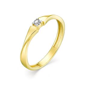 Кольцо из лимонного золота АЛЬКОР 13021-300 с бриллиантом 13021-300 фото