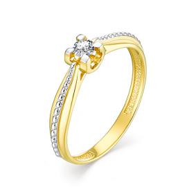 Золотое кольцо АЛЬКОР 13041-300 с бриллиантом 13041-300 фото