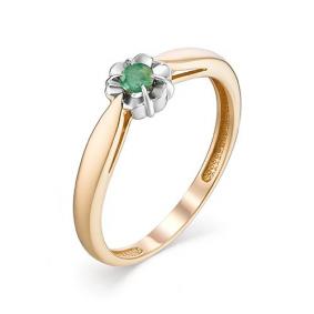 Золотое кольцо АЛЬКОР 13091-101 с изумрудом 13091-101 фото
