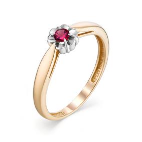 Золотое кольцо АЛЬКОР 13091-103 с рубином 13091-103 фото
