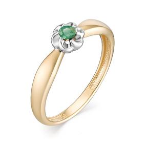 Золотое кольцо АЛЬКОР 13092-101 с изумрудом 13092-101 фото