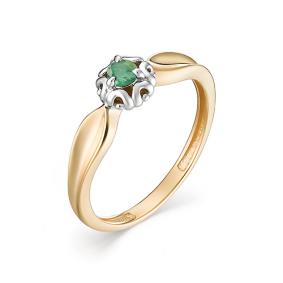 Золотое кольцо АЛЬКОР 13093-101 с изумрудом 13093-101 фото