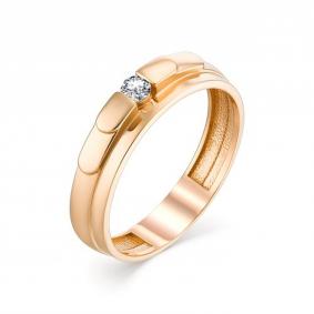 Золотое кольцо АЛЬКОР 13128-100 с бриллиантом 13128-100 фото