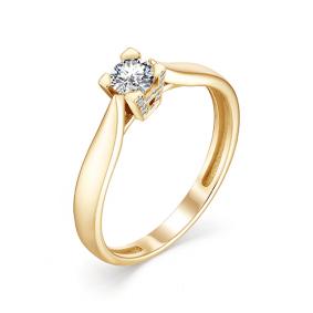 Золотое кольцо АЛЬКОР 13132-100 с бриллиантом 13132-100 фото