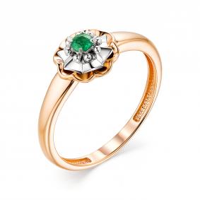 Золотое кольцо АЛЬКОР 13167-101 с изумрудом 13167-101 фото