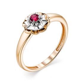 Золотое кольцо АЛЬКОР 13167-103 с рубином 13167-103 фото