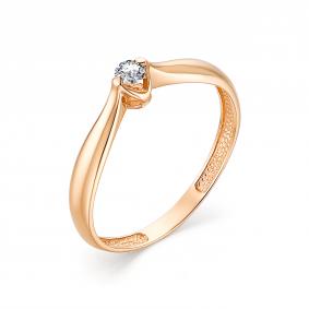 Золотое кольцо АЛЬКОР 13178-100 с бриллиантом 13178-100 фото