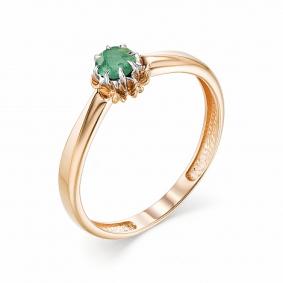 Золотое кольцо АЛЬКОР 13185-101 с изумрудом 13185-101 фото
