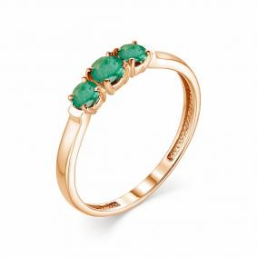 Золотое кольцо АЛЬКОР 13206-101 с изумрудом 13206-101 фото