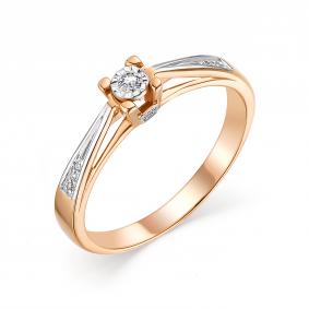 Золотое кольцо АЛЬКОР 13218-100 с бриллиантом 13218-100 фото