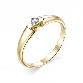 Кольцо из лимонного золота АЛЬКОР 13226-300 с бриллиантом 13226-300 фото