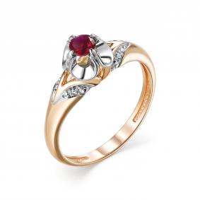 Золотое кольцо АЛЬКОР 13233-103 с рубином 13233-103 фото