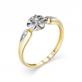 Кольцо из лимонного золота АЛЬКОР 13239-300 с бриллиантом 13239-300 фото