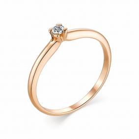 Золотое кольцо АЛЬКОР 13249-100 с бриллиантом 13249-100 фото