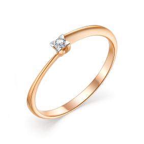 Золотое кольцо АЛЬКОР 13299-100 с бриллиантом 13299-100 фото