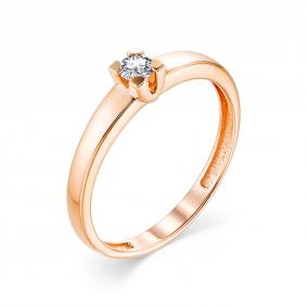 Золотое кольцо АЛЬКОР 13322-100 с бриллиантом 13322-100 фото