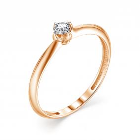 Золотое кольцо АЛЬКОР 13352-100 с бриллиантом 13352-100 фото