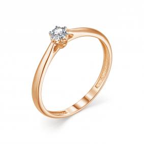 Золотое кольцо АЛЬКОР 13353-100 с бриллиантом 13353-100 фото